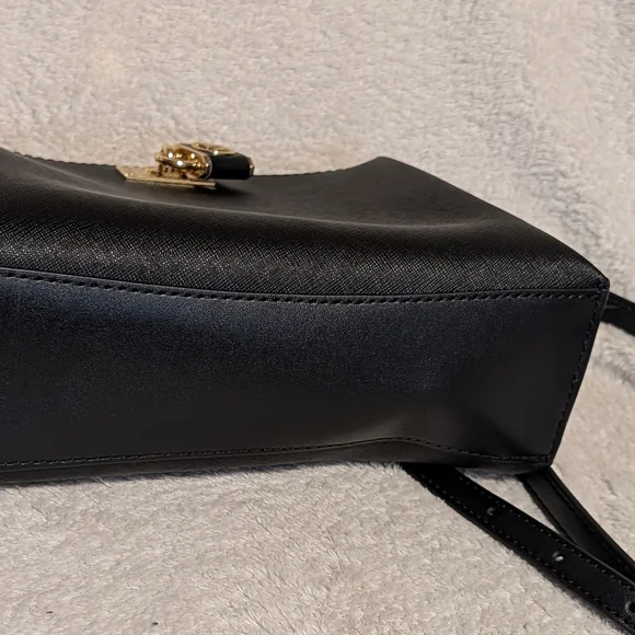 Michael Kors Black Crossbody with Gold Chain and Turn-Lock